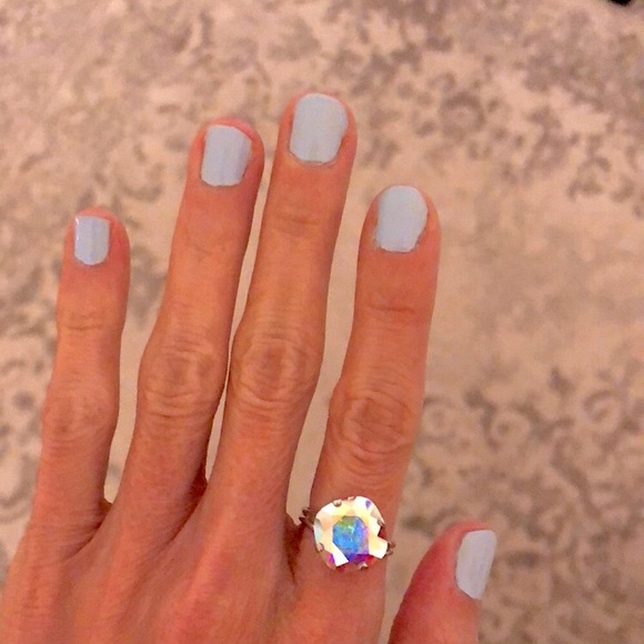 Aurora Borealis Cushion Cut Crystal Ring - Picture 12 of 16